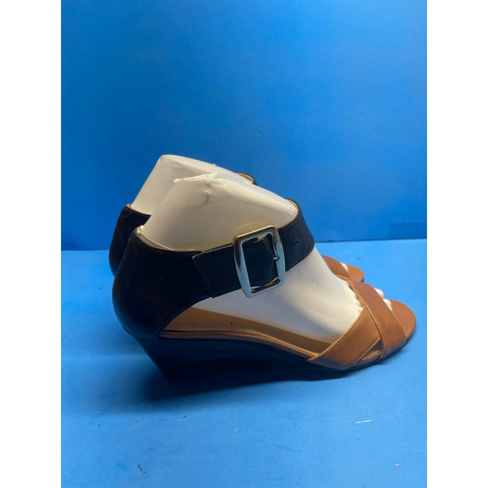 Nine West  Black Brown Ankle Strap Wedge Sandals Women's Size 7.5 M - Picture 6 of 12